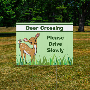 Deer Crossing Please Drive Slowly Wildlife Area Garden Sign