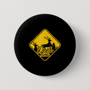 Deer Crossing Sign Christmas Xing Reindeer Funny M 2 Inch Round Button