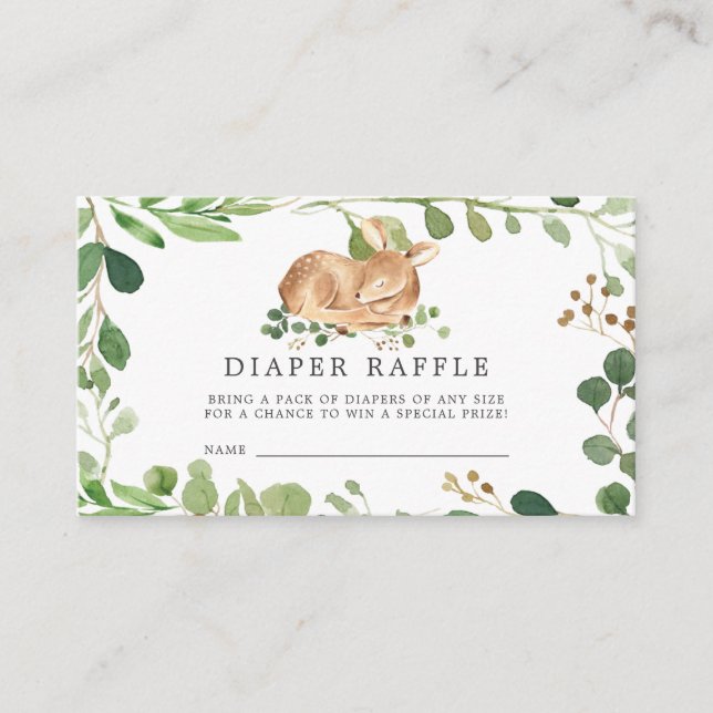 Deer Diaper Raffle Baby Shower Card (Front)
