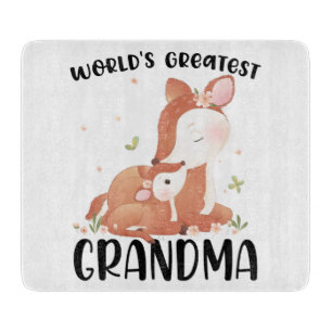 Deer Doe and Fawn World's Greatest Grandma Cutting Board