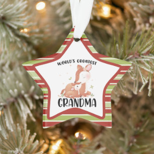 Deer Doe and Fawn World's Greatest Grandma Ornament