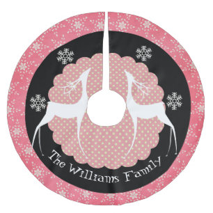 Deer, Dots, and Snowflakes Personalized Tree Skirt