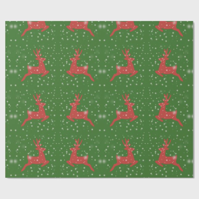 Deer Drawing X-mas Matte Wrapping Paper (Flat)