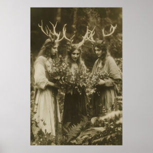 Deer Druid Witches Gathering Art Photography Print