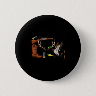 Deer Duck Fish Hunting Hello Hunting Season Christ 2 Inch Round Button