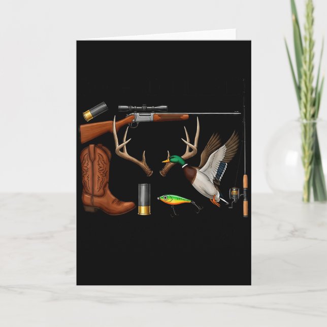 Deer Duck Fish Hunting Hello Hunting Season Christ Card (Front)