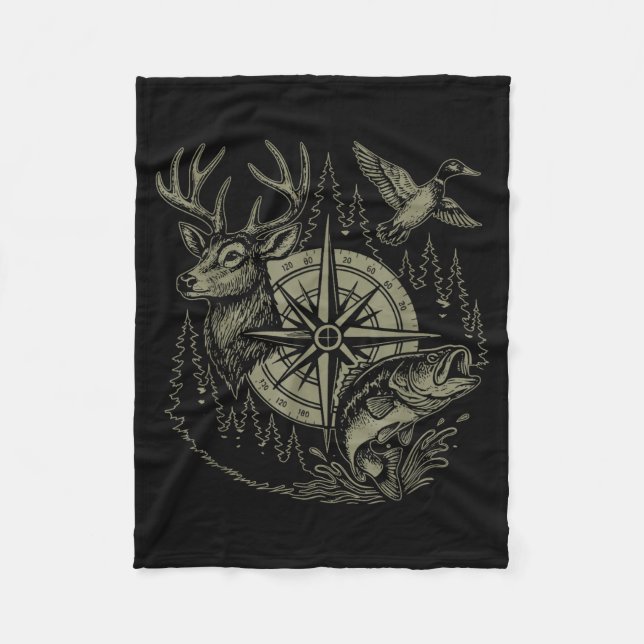 Deer Duck Fishing Hunting Solves Most Of My Proble Fleece Blanket (Front)