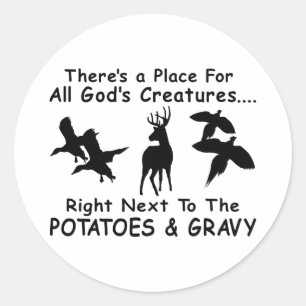 DEER,DUCK & PHEASANT HUNTING CLASSIC ROUND STICKER