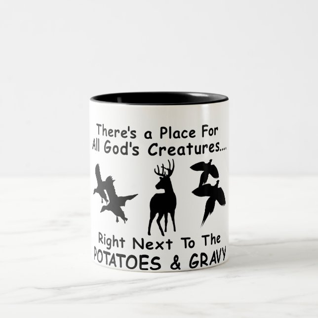 DEER,DUCK & PHEASANT HUNTING Two-Tone COFFEE MUG (Center)