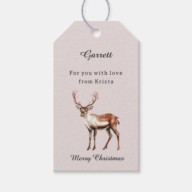 Deer Elk Christmas Gift Tags (Front)