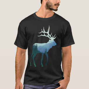 Deer Elk Double Exposure Surreal Wildlife Animal T-Shirt