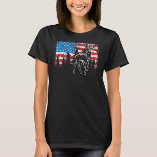 Deer Elk Hunting American Flag Usa Pro Hunter Us H T-Shirt