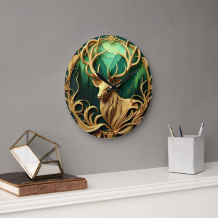 Deer Encircled Large Clock