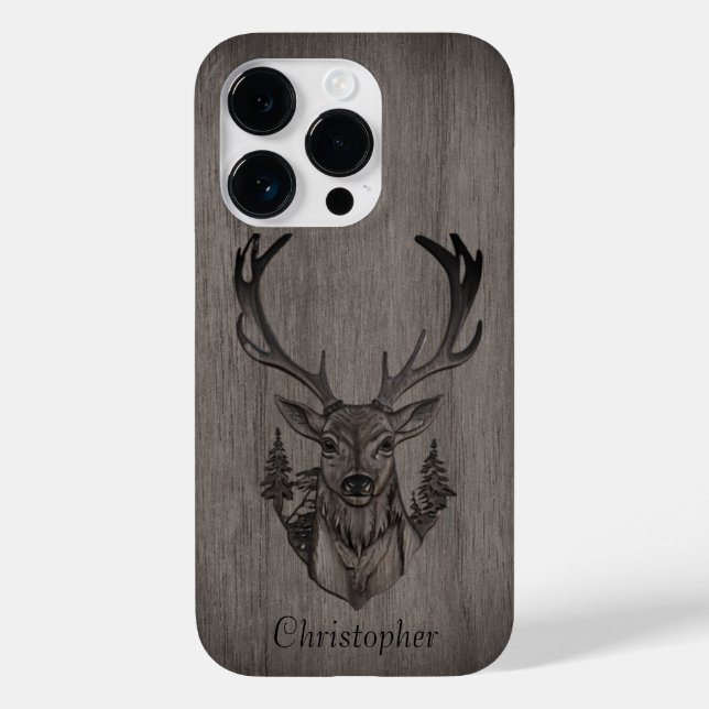 Deer - engraved wood - personalized wooden Case-Mate iPhone case (Back)