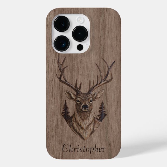 Deer - engraved wood - wooden Case-Mate iPhone case (Back)
