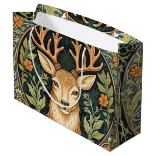 Deer face in floral vintage design large gift bag