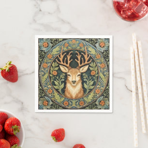 Deer face in floral vintage design napkin