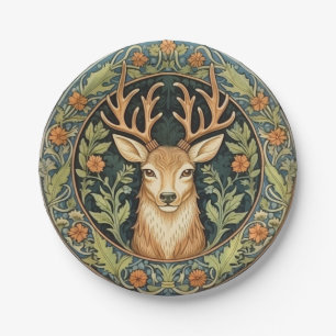Deer face in floral vintage design paper plate