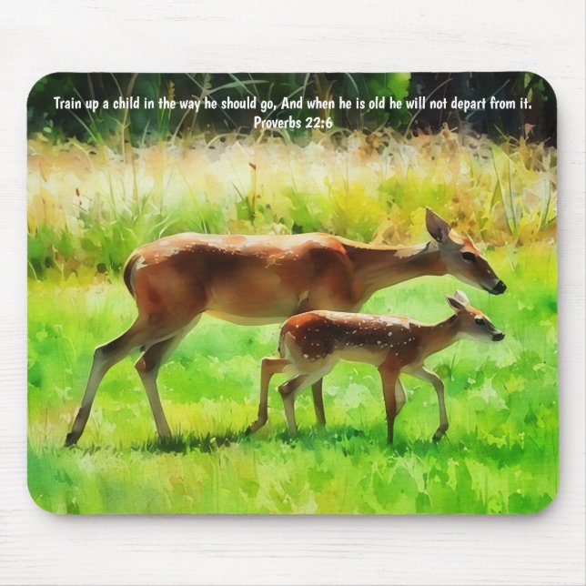Deer Faith Bible Verse Proverbs Mouse Pad (Front)