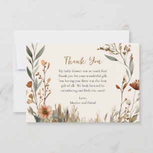 Deer Family Boho Pampas Orthodox Baby Shower Thank You Card