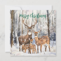 Deer Family Flat Holiday Card