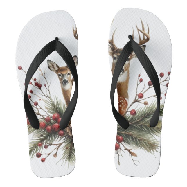 Deer Family  Flip Flops (Footbed)