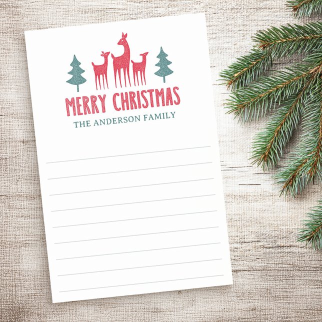 Deer family Merry Christmas name lined Post-it Notes (Deer family Merry Christmas name lined Post-it Notes)