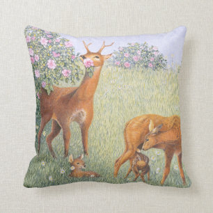 Deer Family Throw Pillow