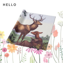 Deer Family Vintage Square Sticker