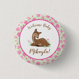 Deer Fawn Baby Shower 1 Inch Round Button