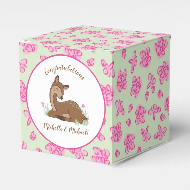 Deer Fawn Baby Shower Favor Box (Front Side)