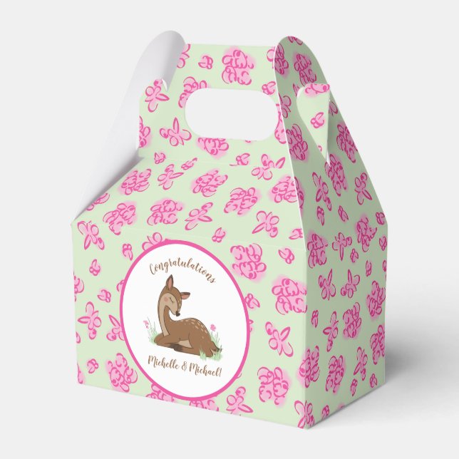 Deer Fawn Baby Shower Favor Box (Front Side)