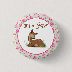 Deer Fawn Baby Shower Woodland Animals 1 Inch Round Button