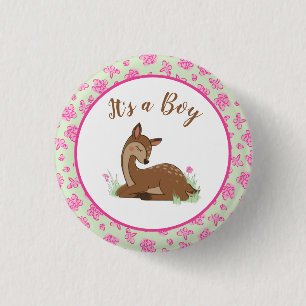 Deer Fawn Baby Shower Woodland Animals 1 Inch Round Button
