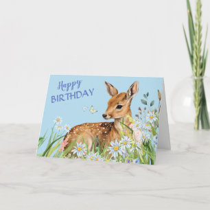 Deer Fawn et Daisy Carte d'anniversaire