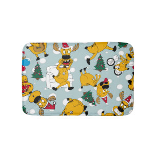 Deer Festive: Christmas Pattern Design Bath Mat