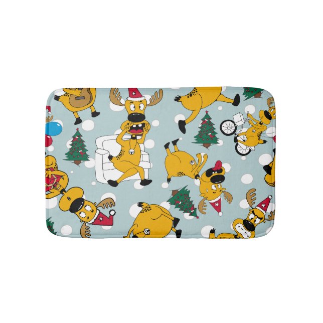 Deer Festive: Christmas Pattern Design Bath Mat (Front)