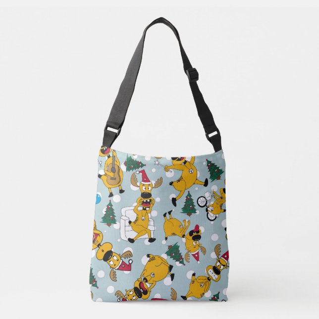 Deer Festive: Christmas Pattern Design Crossbody Bag (Front)