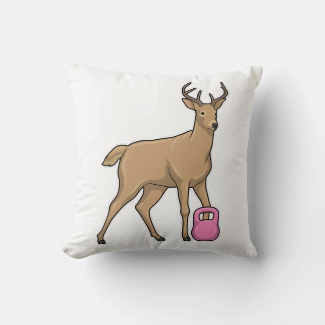 Deer Fitness Dumbbell Throw Pillow (Front)