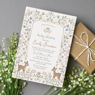Deer Folk Art Baby Shower Invitation
