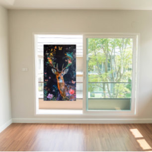 Deer Forest Butterflies Painting Privacy Artful Window Cling
