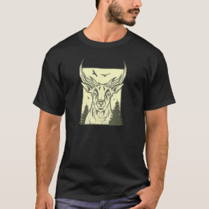 Deer Forest Nature Wild Hunting Hunter Olive Green T-Shirt