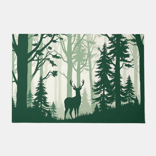 Deer Forest Silhouette Nature Scene Doormat (Front)