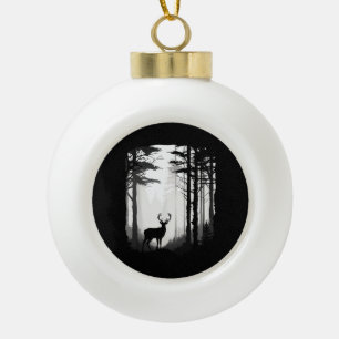 Deer Forest Wildlife Ceramic Ball Christmas Ornament