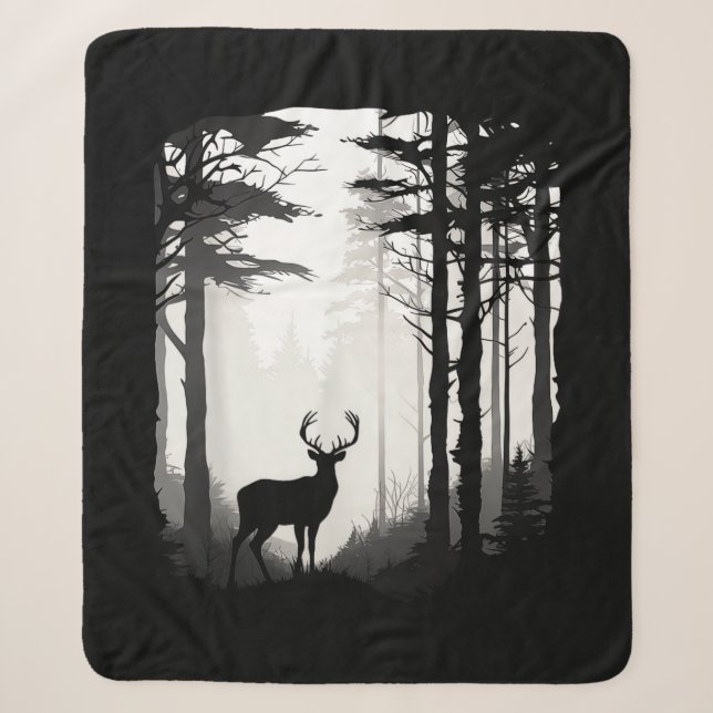 Deer Forest Wildlife Sherpa Blanket (Front)