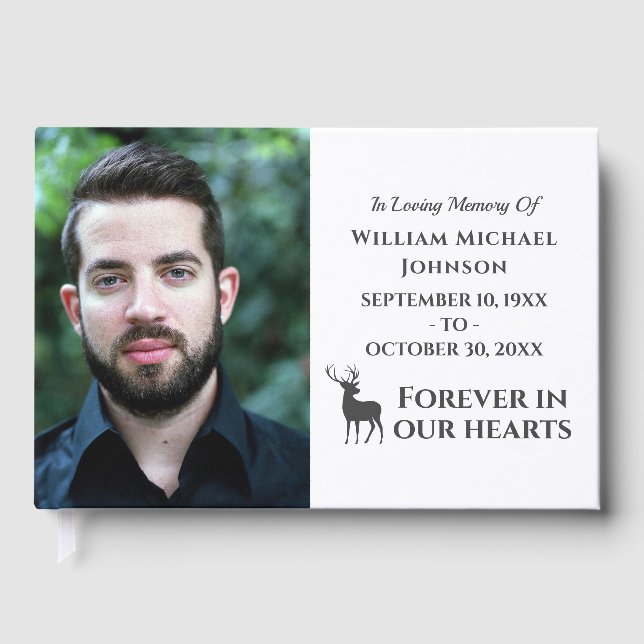 Deer Forever In Our Hearts Custom Photo Memorial Guest Book (Front)