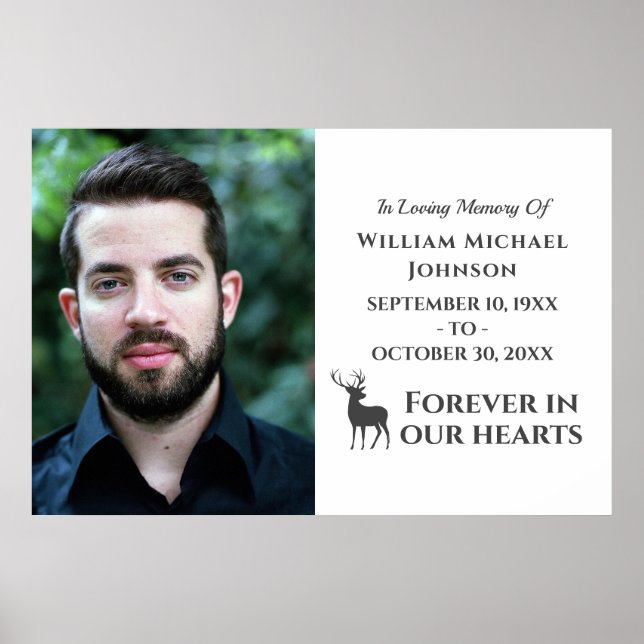 Deer Forever In Our Hearts Custom Photo Memorial Poster (Front)