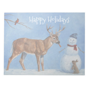Deer & Funny Snowman Christmas Notepad