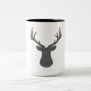 Deer - geometric pattern - black and white. Two-Tone coffee mug