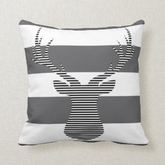 Deer - geometric pattern - grey and white. throw pillow